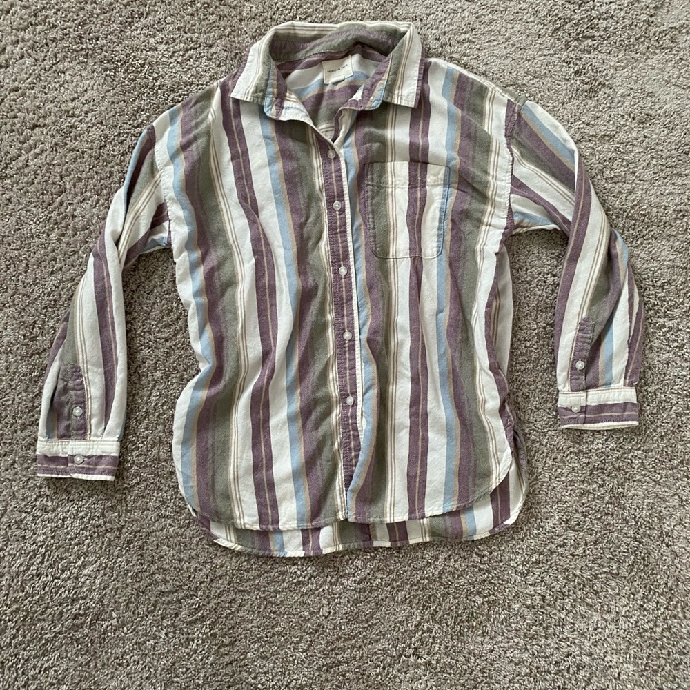 American Eagle Stripped Button Down Oversized Shirt